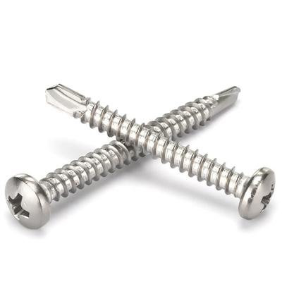 50PCS Stainless Steel Self Tapping Screws Flat Head Cross Phillips Metal Screws High-Strength Round Washer Self Drilling Screws