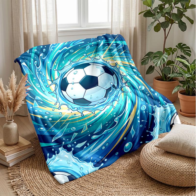 Soccer Ball in Water 1 Theme blanket Lightweight Warm Flannel Blanket Decorative Throw Blanket for Home Decoration
