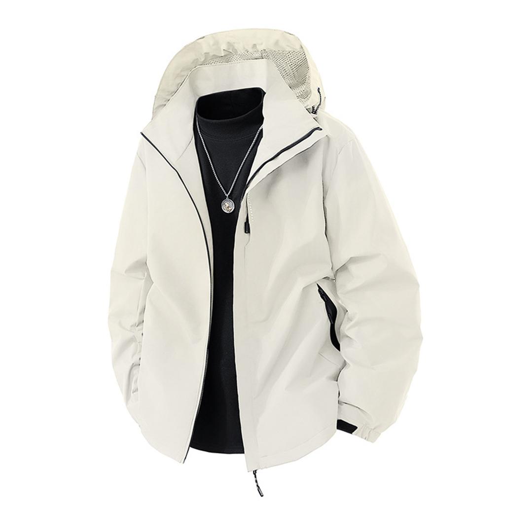 Men's Solid Color Jacket Men's Casual Cports Outdoor Mountaineering Waterproof Jacket