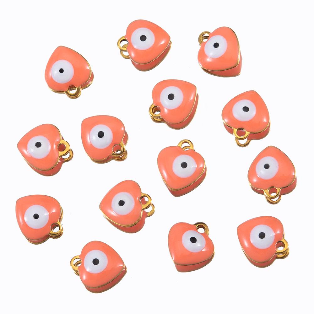 20pcs Round Ball Charms Stainless Steel Turkish Evil Eye Earring Pendant Base DIY Boho Jewelry Making Bracelet Supply Mix Color