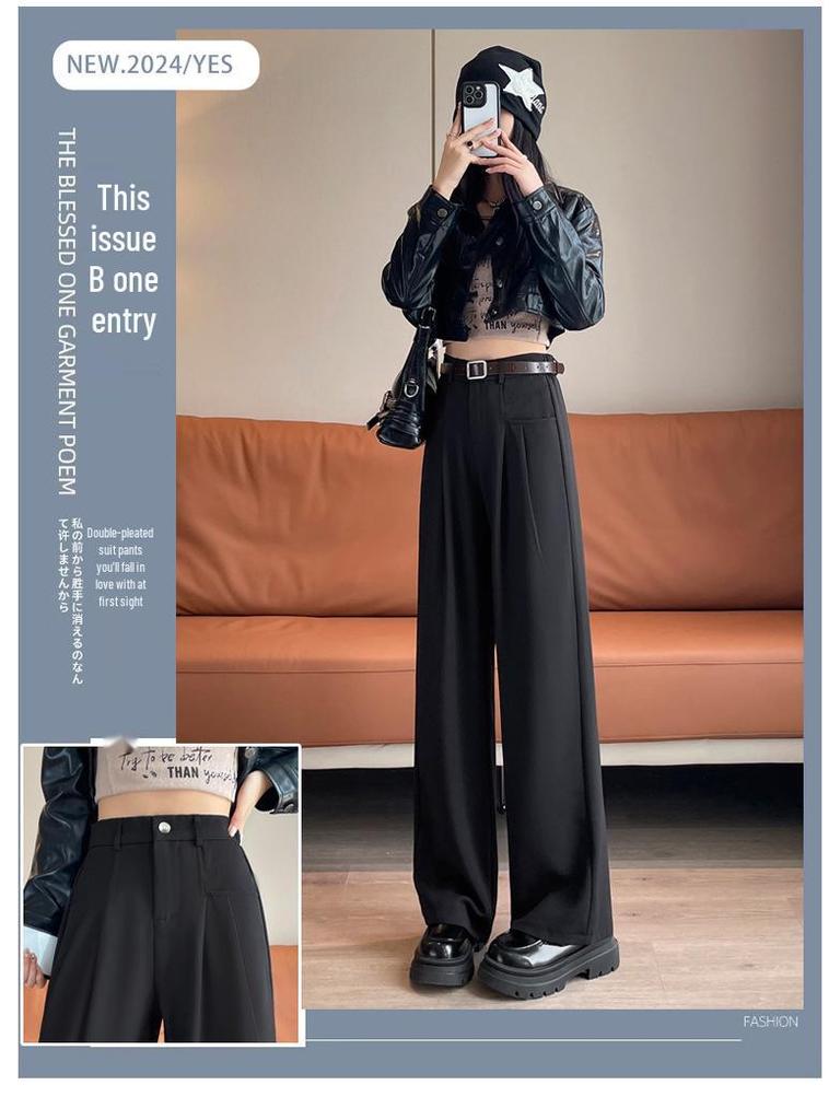Autumn 2026 Women's High Waist Slim Fit Wide Leg Casual Pants - Floor Length
