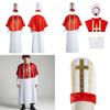 Halloween Costume Cosplay Priest Robe With Red Cloak For Stage Performance