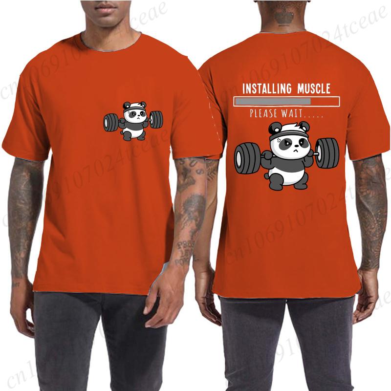 Funny Panda Weightlifting Squat Gym Quote Graphic Print T Shirts Men Women Kawaii Meme T-shirts Male Casual Tees Short Sleeve
