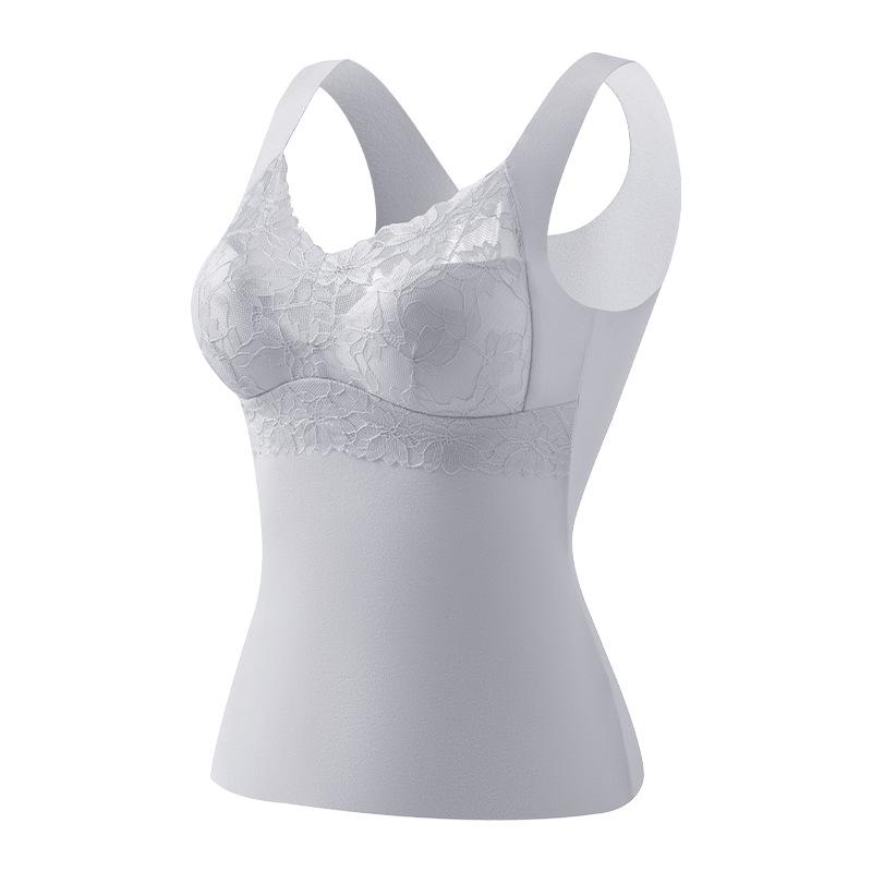 Women's Seamless German Velvet Warm Vest with Built-in Bra