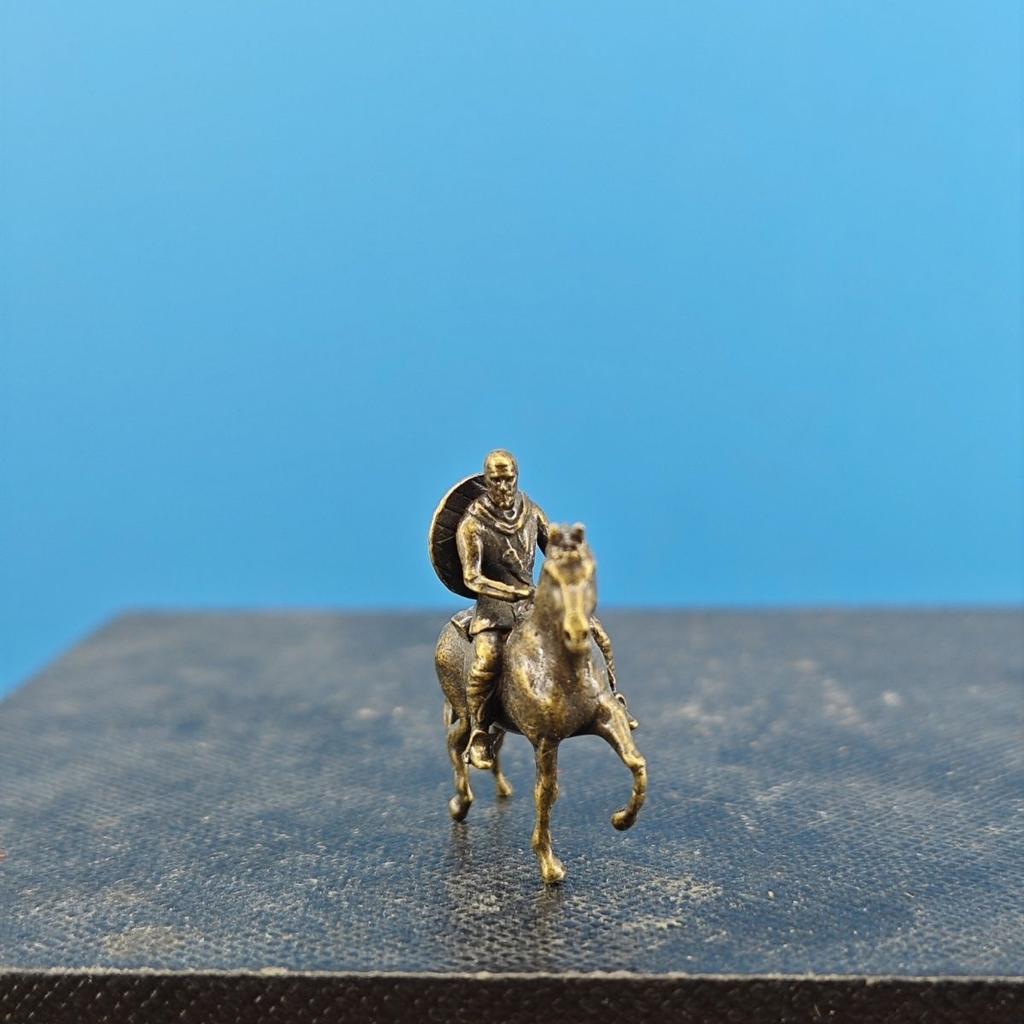 Brass Equestrian Farmer Crossing Mountains and Rivers, Micro-landscape Decoration, Strange Stone Bonsai, Rockery, Retro Style