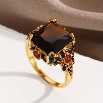 Ρετρό Πολυτελές Τετράγωνο Ένθετο Ζιργκόν Δαχτυλίδι Γυναικείο, Εξατομικευμένα και Δημιουργικά Κλασικά Αξεσουάρ Κοσμήματα για Γιορτές