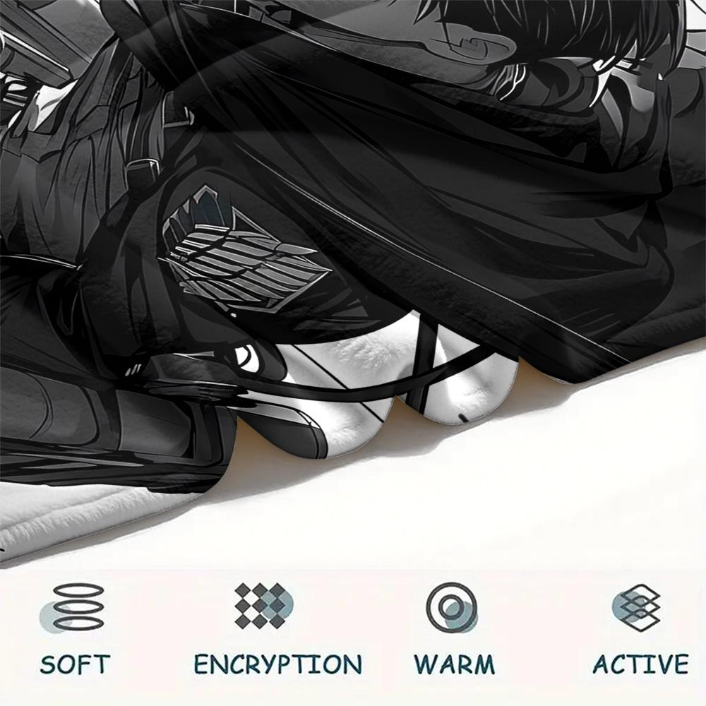 1PC Attack On Titan Print Flannel Blanket, High Quality All Seasons, Home Decor, Warmth and Comfort, Perfect for Christmas Gifts