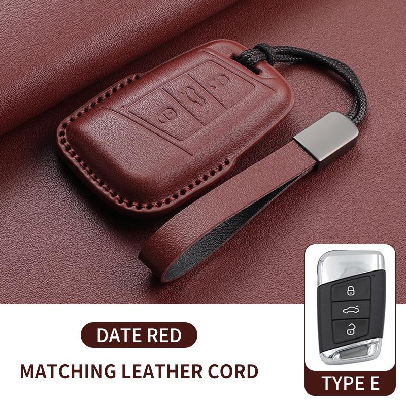 Leather Car Key Case Cover Shell Fob For Vw Volkseagen Passat B8 Magotan For Skoda Superb A7 Kodiaq Seat Protected Keychain Bag