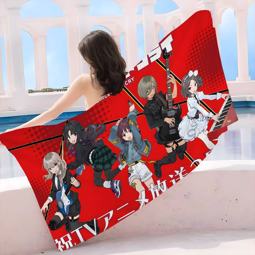 Anime G-Girls Cool Band Cry Microfiber Beach Towel Absorbent Quick Dry Soft Yoga Swimming Resort Mountain Climbing Towel