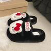 Apple green Kitty cat fluffy slippers girl autumn and winter lazy person wearing versatile thick-soled cotton slippers