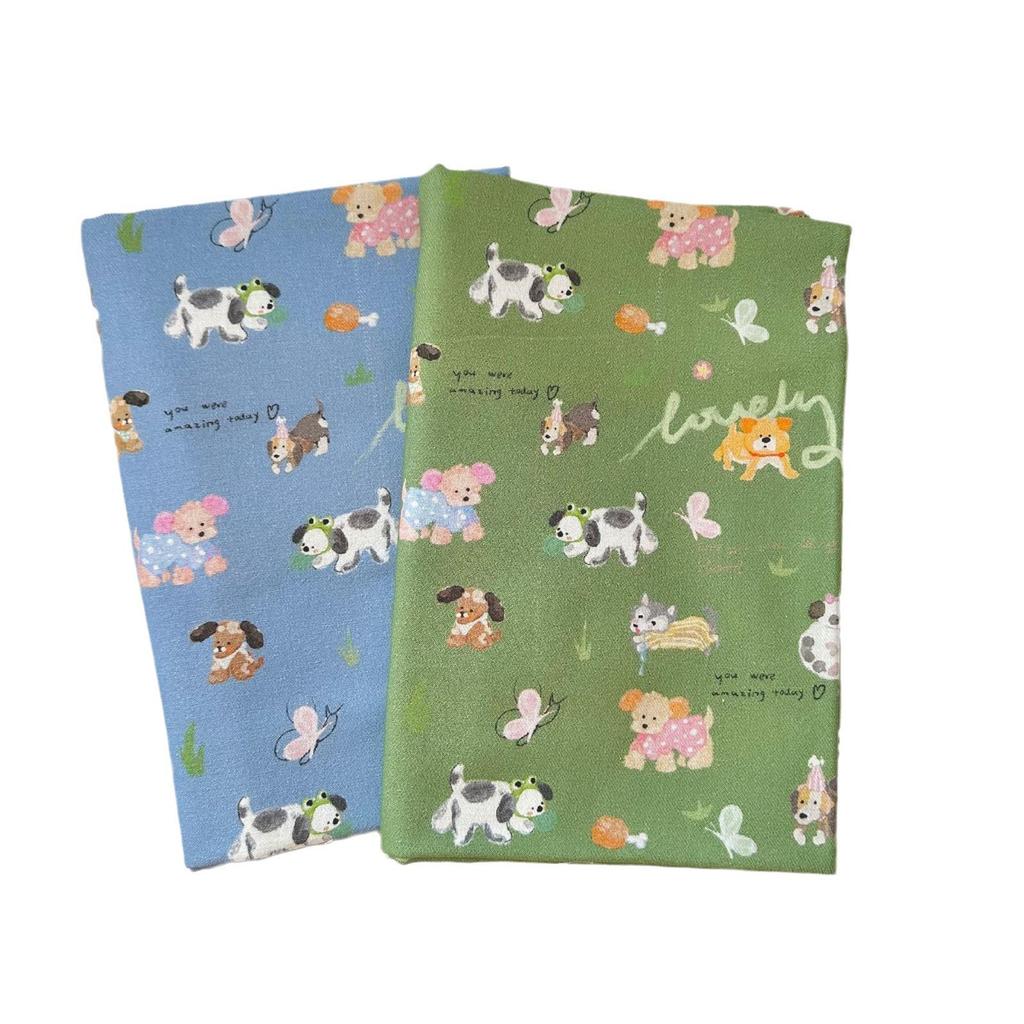 100% Cotton Twill Cartoon Puppy & Butterfly Print Women's & Children's Sleepwear Dress/Handbag