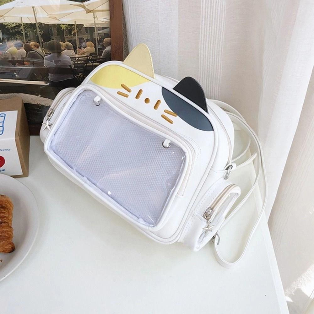 Preppy Style Cute Cat Itabag JK Kawaii Y2K Shoulder Bag Creative Transparent Pocket Bag  Outdoor