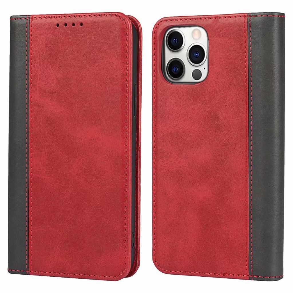 Applicable To iPhone14 Mobile Phone Leather Case, Google 7A Calf Pattern Splicing Contrasting Color Card Wallet Samsung S23