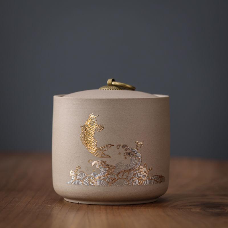 High-grade Rough Pottery Tea Sealed Jar Home Flower Tea Dried Fruit Moisture-proof Storage Cans Small Size Tea Packaging Caddy