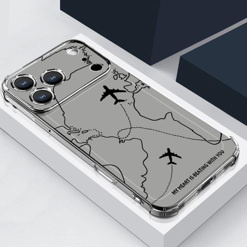 Airplane Snow Mountain Landscape Pattern Case For iPhone 17 Pro Max Coque iPhone 16 15 14 13 Pro Max 11 Shockproof Clear Soft Silicone Cover
