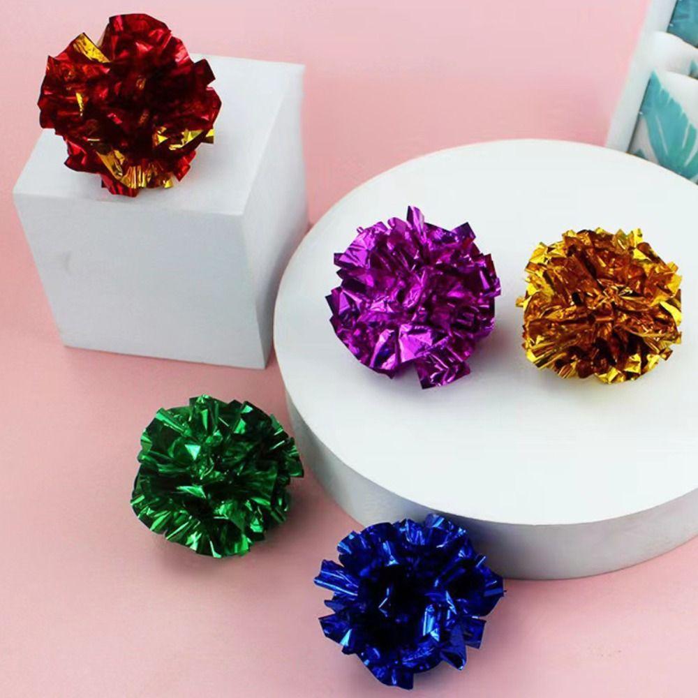 10x Soft Crinkle Foil Cat Toys Balls Ring Paper 5.5CM Tinsel Balls Large Gilter Cat Kitten Toy