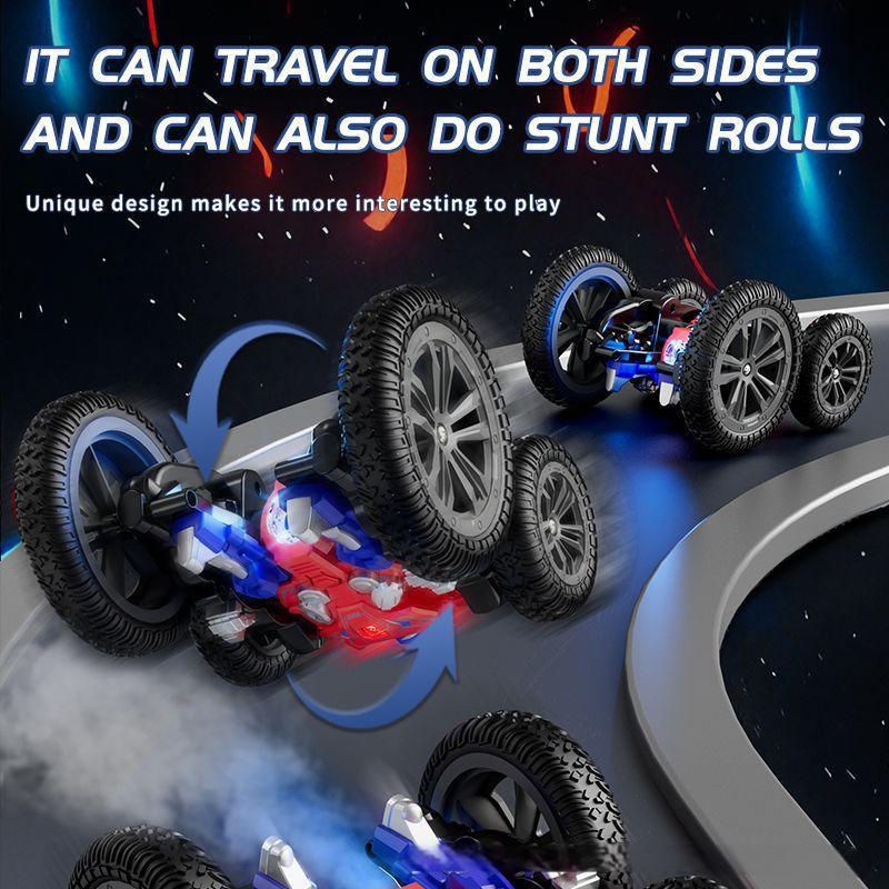 Dual-Sided Rotating Butterfly Stunt Robot Car with Transforming Spray and 2.4G Drift Remote Control
