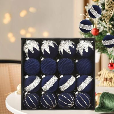 16 Pieces Velvet Christmas Balls,Sturdy,Elegant,Decorative,Hanging Christmas Tree Decor,for Festivals Wedding Party Xmas Tree