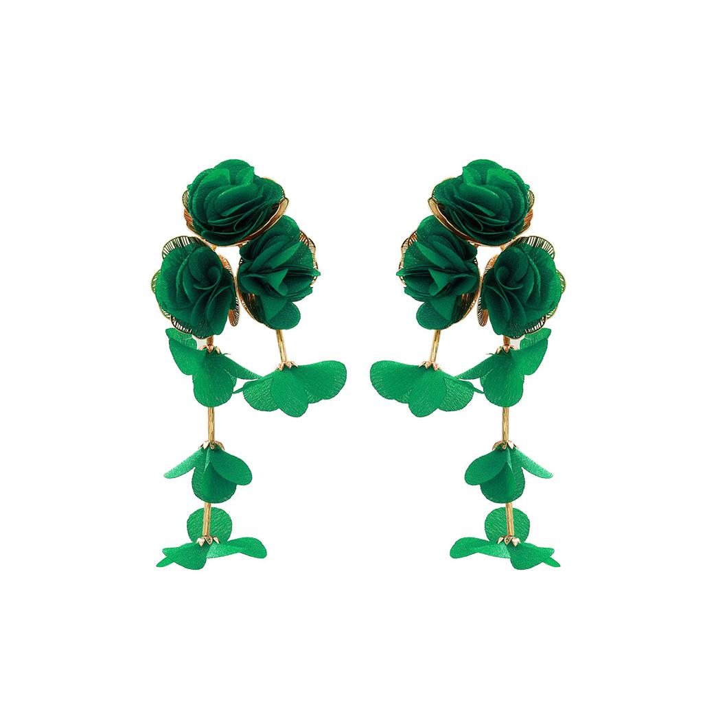 Draweye Chiffon Flowers Earrings for Women Beach Style Summer Hyperbole Vintage Jewelry Elegant Sweet Pendientes Mujer