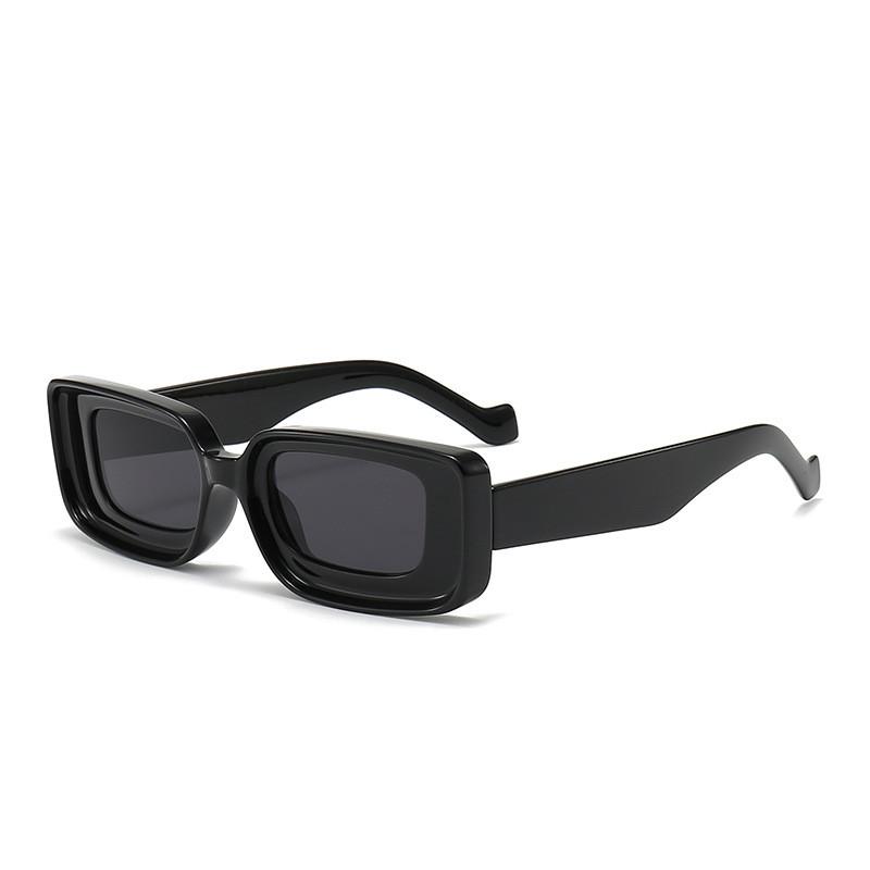 Vintage Style Rectangular Sunglasses With Uv Blocking Lens For Party And Stage Performances BlackFrameBlackGrayLens