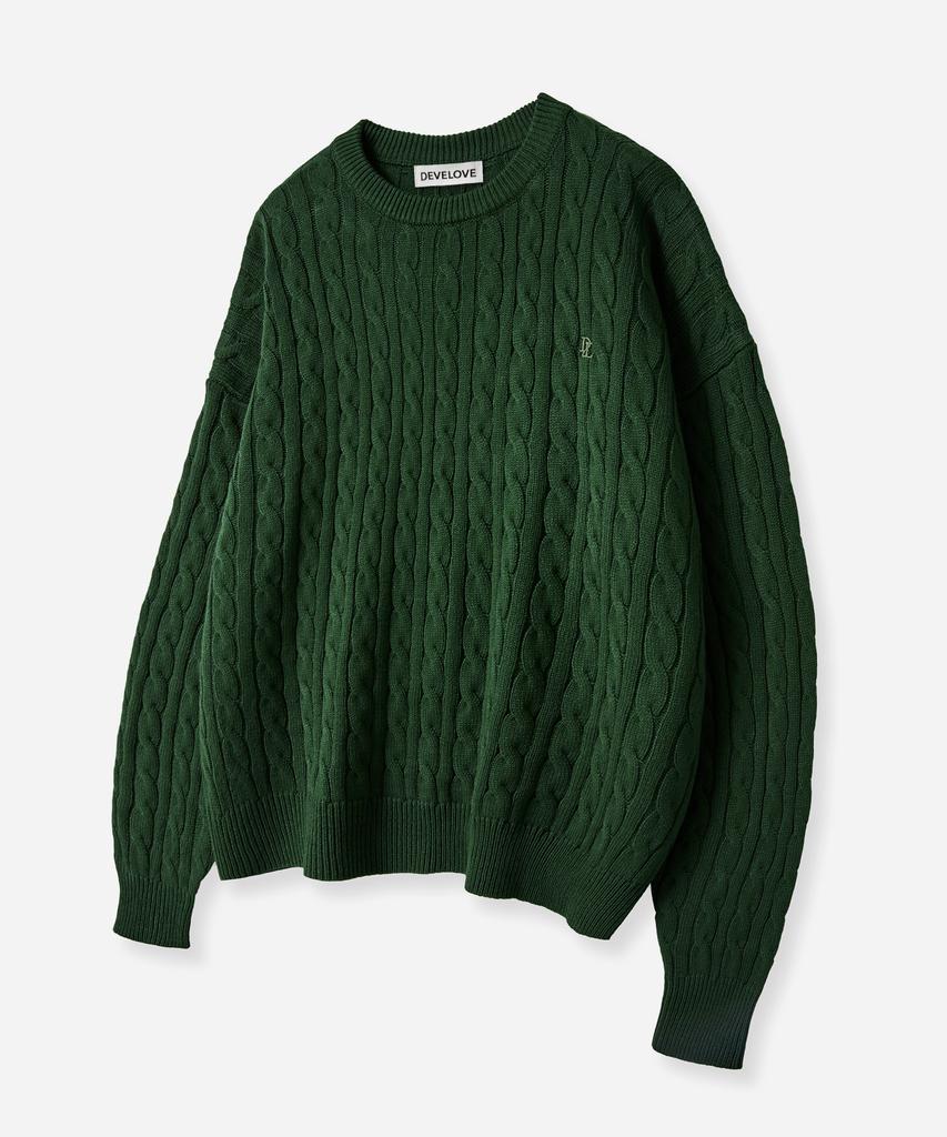 Dibellobeu Soft Round Overfit Cable Knit_Green