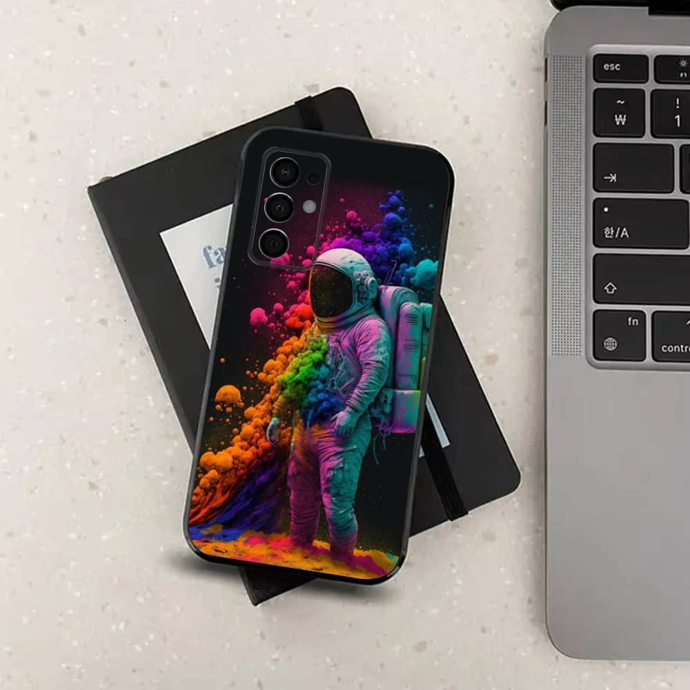 Cute Astronaut For Samsung Galaxy A73,31,Note,22,71,53,32,72,41,8,9,52,J7,Soft Black Silicone Cover Case