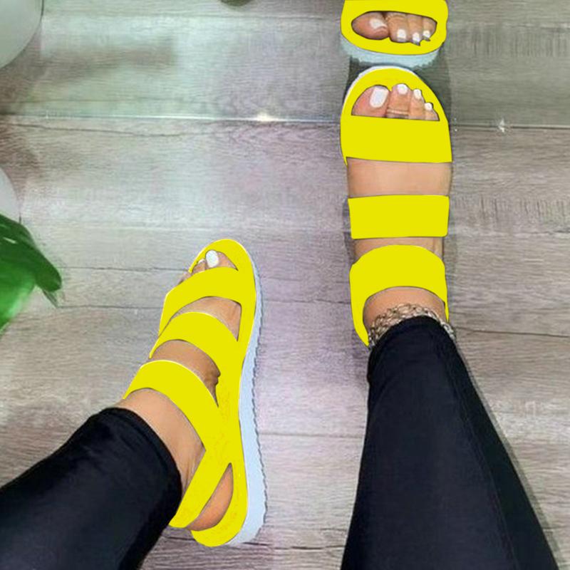 Summer Women Shoes Fashion Hollow Platform Sandals Comfortable Casual Lady Sandals Beach Fish Mouth Flat Sandalies Mujer WSH4612