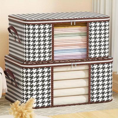 Houndstooth Patterned Storage Boxes, Portable And Foldable Bags for Clothes And Quilts, Ideal for Organizing Items In Dorms, Bedrooms