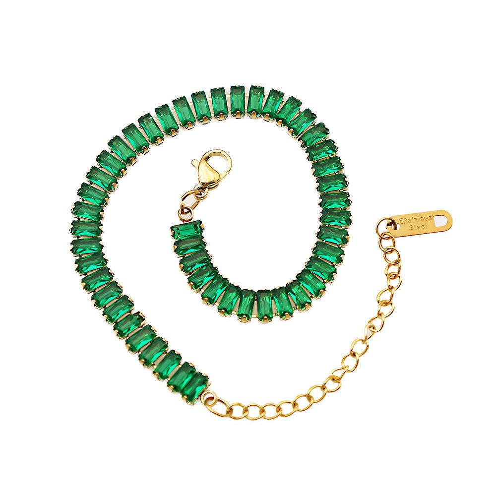Emerald Zircon Bracelet Hand Jewelry, The Same Niche High-End Titanium Steel Zircon Bracelet For Men And Women