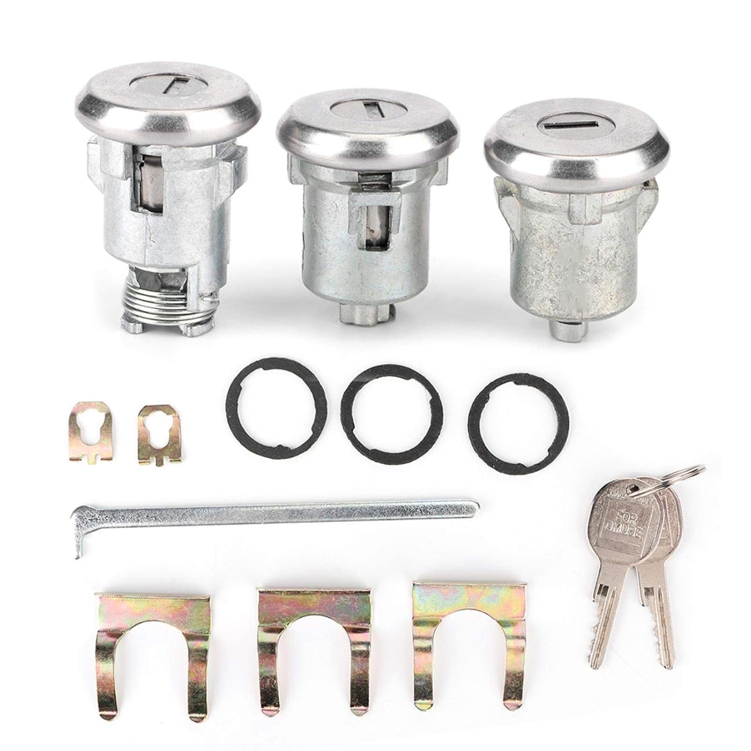 

Door Trunk Key Kit, Iron Door Lock Cylinder 654394765282 Replacement Door Lock Set with Keys and Washers for Various Vehicles