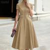 ZANZEA Women Casual Zipper Stand Collar Summer Short Sleeve Dress