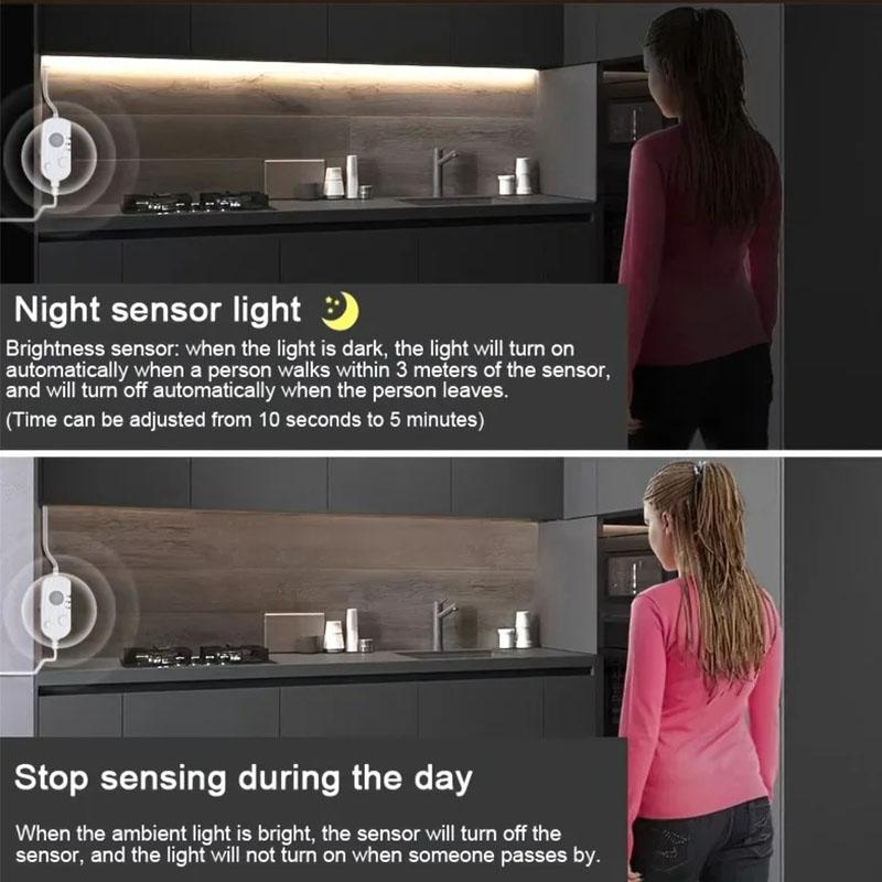 Smart USB Motion Sensor Night Light Controller PIR Auto ON/OFF Switch with 3 Modes for LED Strip Tape Lamp Bedroom Wardrobe Cabinet Stairs Decor