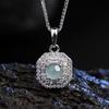 Sterling Silver Small Sugar Cube Necklace Natural Blue Water Jadeite S925 Collarbone Chain Design Accessories Female Ins Style
