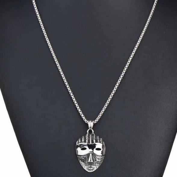 New European and American Trendy Titanium Steel Men's Necklace Hip-hop Simple Mask Pendant