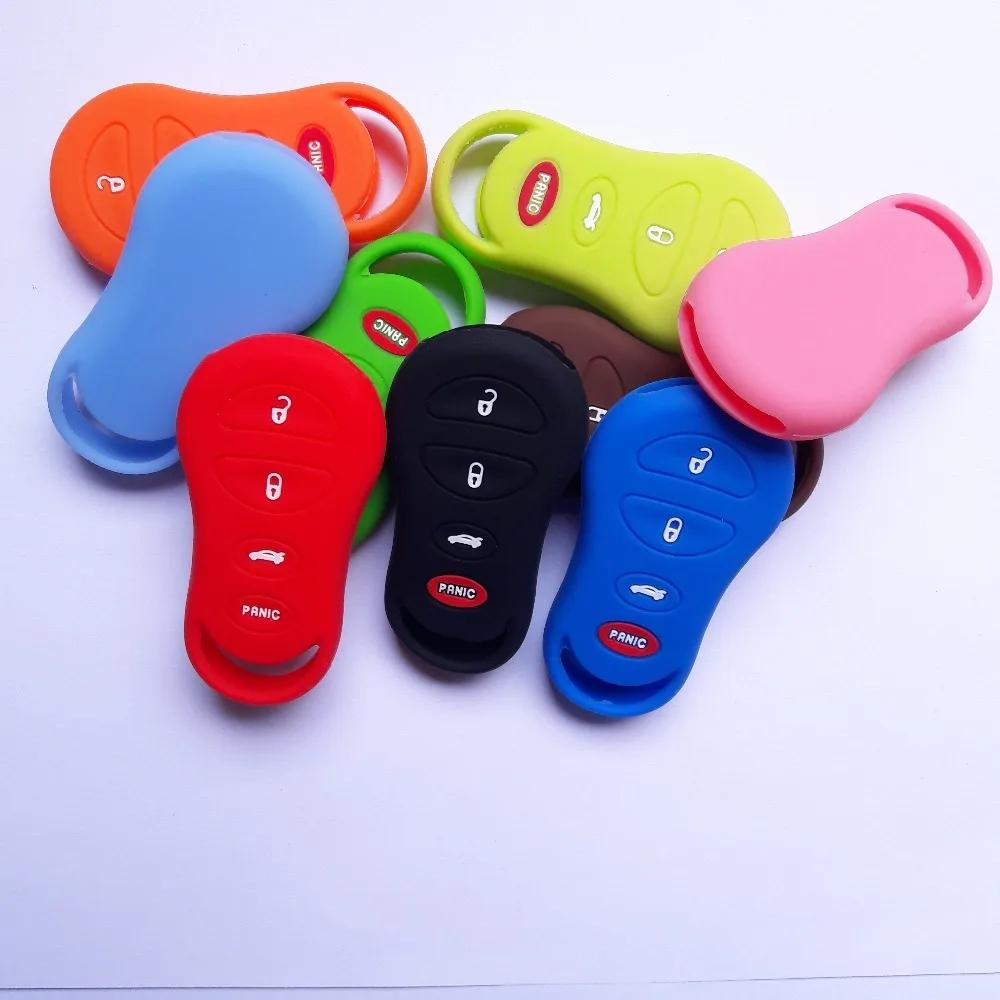 Car Key Cover Silicone Fob Remote Protection For Jeep Dodge Neon Stratus Chrysler Sebring Remote Car Silicone Cover 3+Panic