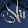 Fashionable Tassel Sparkling Rhinestone Necklace Earring Jewelry Set, Light Luxury Style High-end Jewelry Set