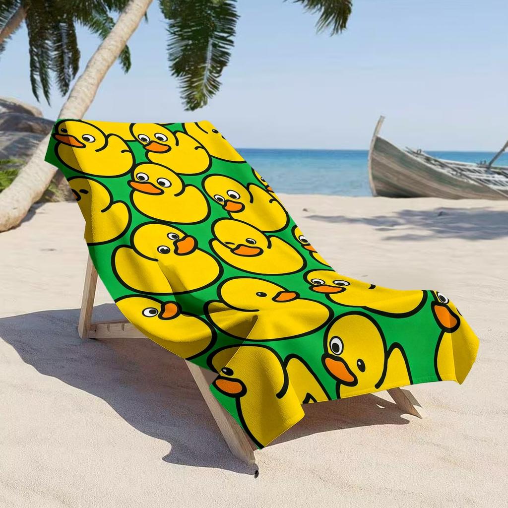 Spielerisches Gelbes Enten Strandtuch, Cartoon-Gummi-Entenmuster Badetuch, Perfekte Kinder- & Familien-Poolurlaubsdecke 1 Stück