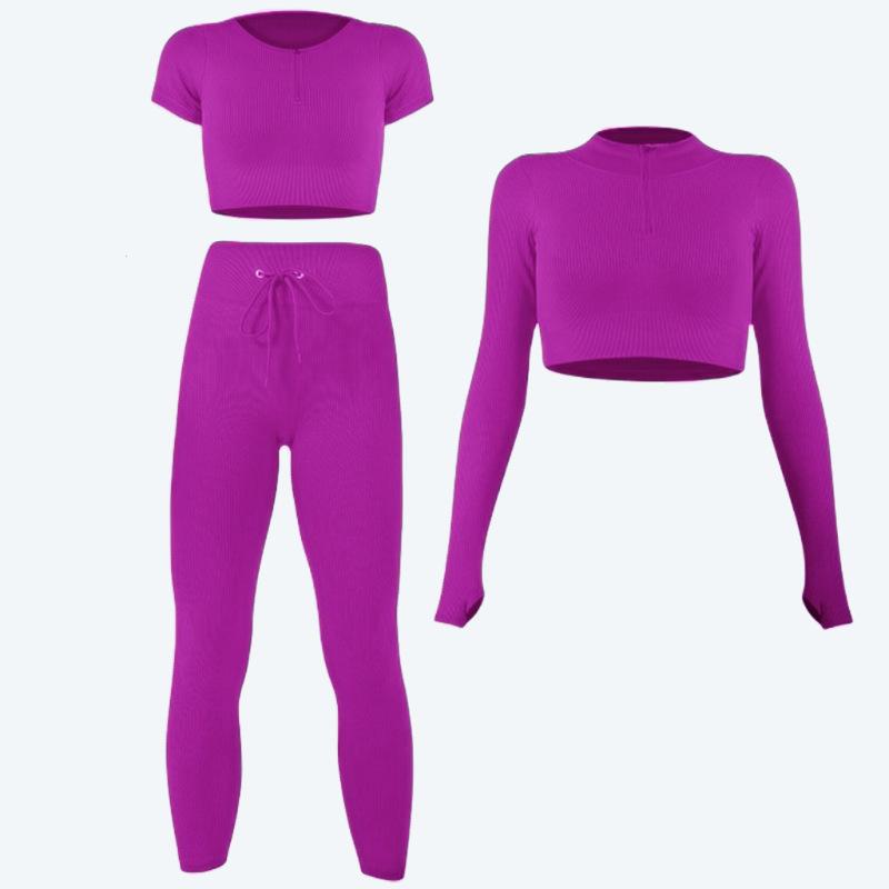 JYL Zip Five Piece Yoga Set Ribbed Drawstring Fitness Outfit S флирт