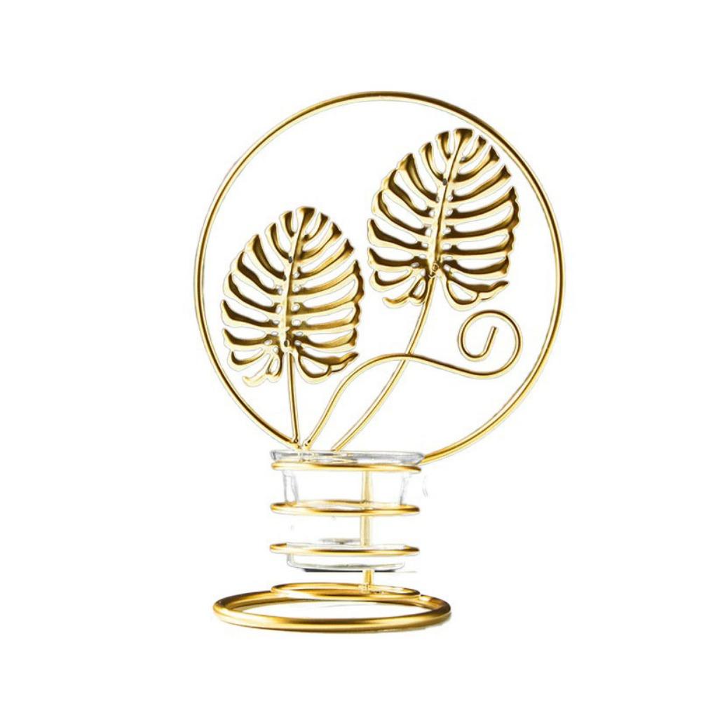 Handmade Leaf Shaped Candle Holder Iron Art Metal Candlestick Ornament  Candlelight Dinner style 1