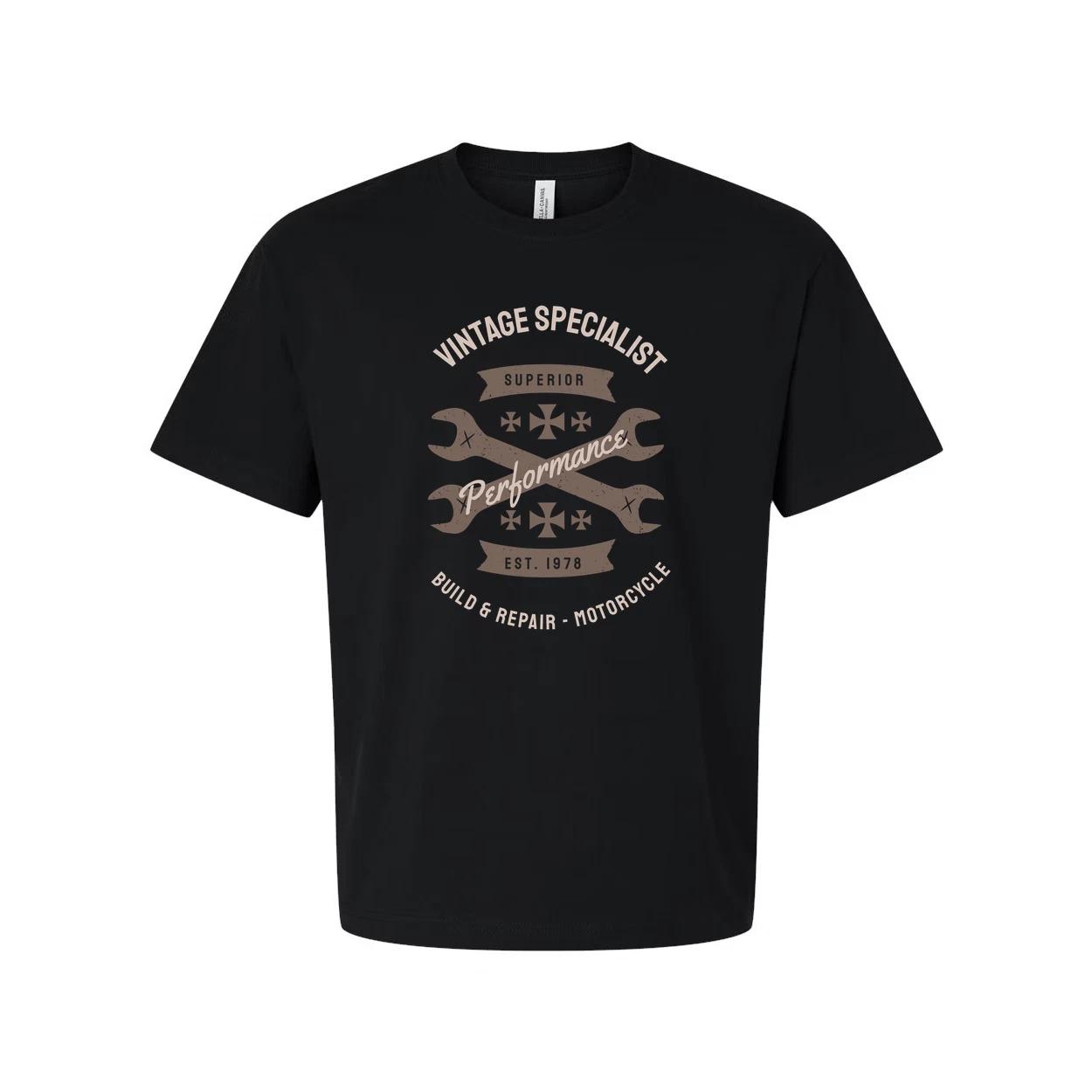 

Vintage Motorcycle Design T Shirt With Wrench Crest Emblem And Est 1978 For Ride 2XL