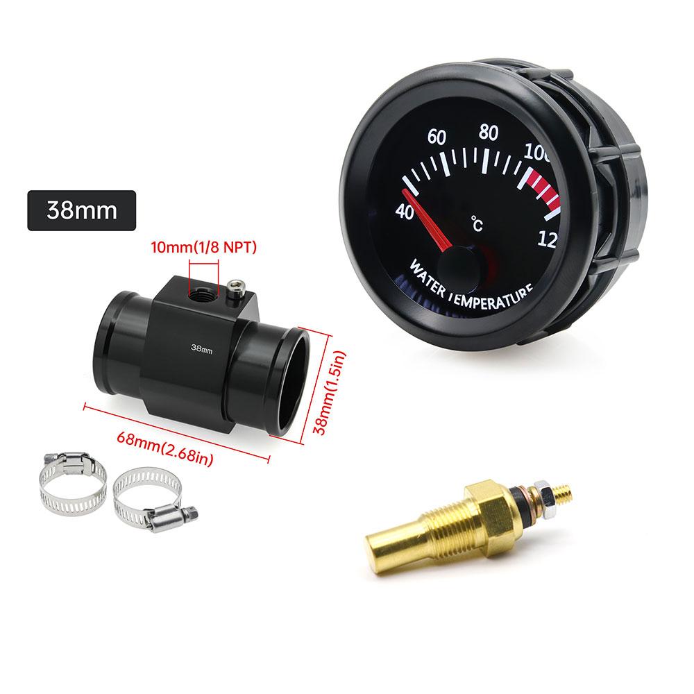 Jauge de température d'eau 52 MM 12 V pour voiture, instrument de température d'huile avec capteur de température, ensemble avec adaptateur 26 MM-40 MM, accessoires de voiture