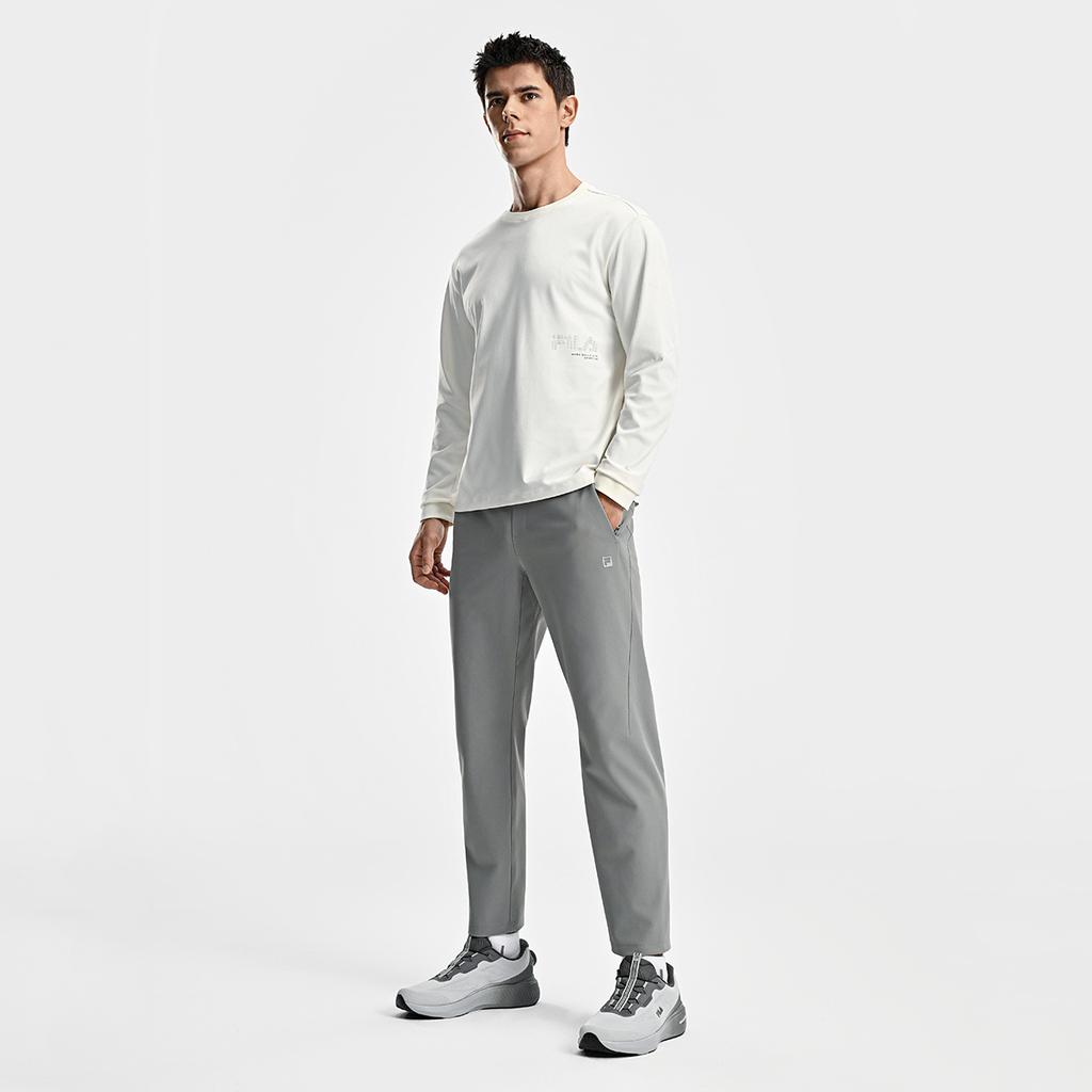 Fila A.P. Stylish Simple Basic Casual Training Versatile Comfortable Knitted Sports Pants Men Bottoms Moon-Mist-Gray A11M611605FGY