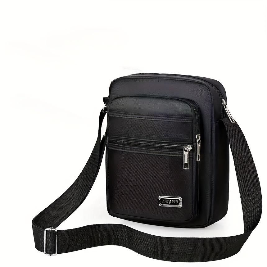 1PC Black Oxford Cloth Crossbody Bag, Unisex Large Capacity Multi Compartment Multi Shoulder Bag чёрный