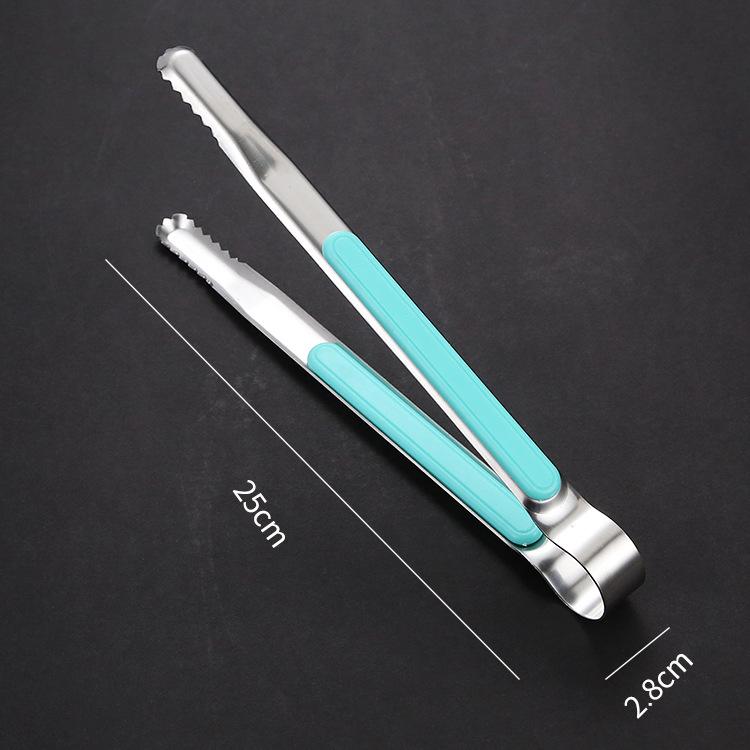 Stainless Steel Food Clip BBQ Steak Bread Salad Picnic Silicone Non-slip Handle Tong Party Portable Kitchen Cooking Baking Tools