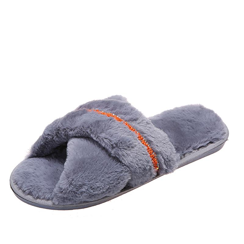

Мода 2025 Блестящий Кристальный Декор Домашние Тапочки Женские Зимние Теплые Утолщенные Плюшевые Хлопковые Тапочки Женские Комфортные Легкие Нескользящие Шлепанцы 40-41 серый