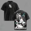 Anime Sakata Gintoki T-shirt For Men's Clothing Vintage Washed Oversized T Shirt Summer Short Sleeve Clothes