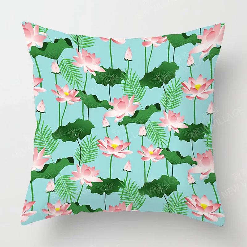 Nordic Fall Home Decor Autumn Throw Pillow Case Sofa Cushion Cover Modern Plant Green Leaf