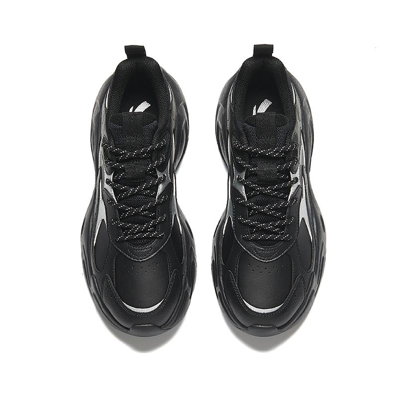 Anta Life Collection Slip Resistant Abrasion Resistant Low Top Chunky Sneakers Men's Black Silver Sneakers 912438805-6