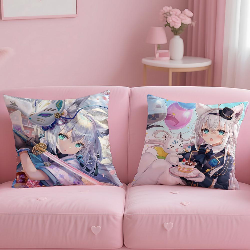 popular virtual idol Shirakami Fubuki Cushion Cover Soft EasyWash Pillow Case Versatile for Couch Bed Travel and Office