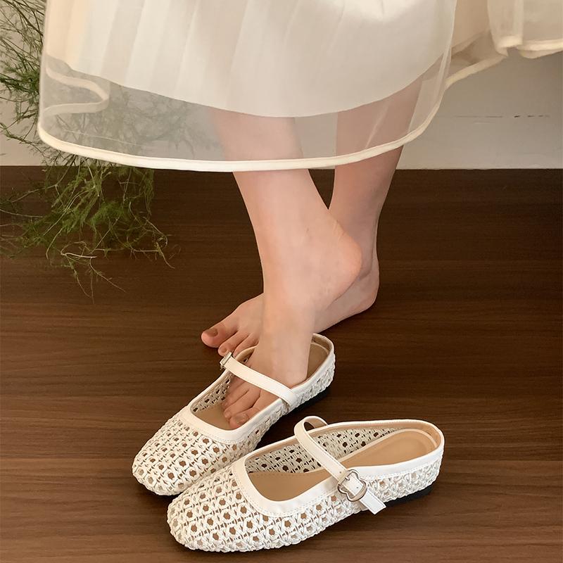 Sommer Überzehen-Web Damen Hausschuhe Elegant Bequem Slipper Slingback Mules Pantoletten Schuhe